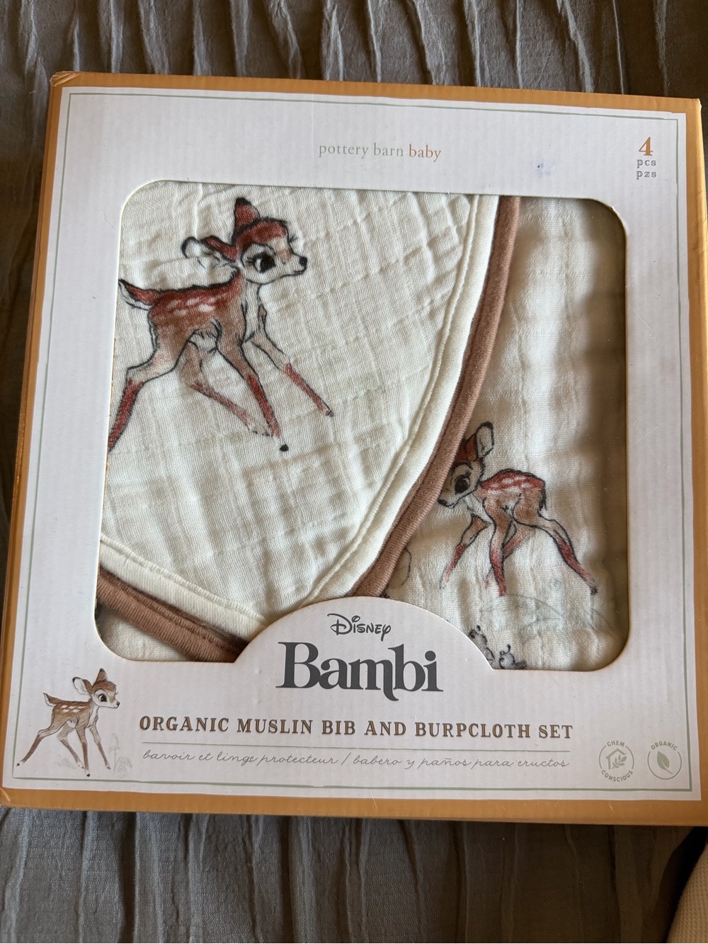 Disney Bambi Muslin Bib & Burp Cloth Set - Cream and Brown